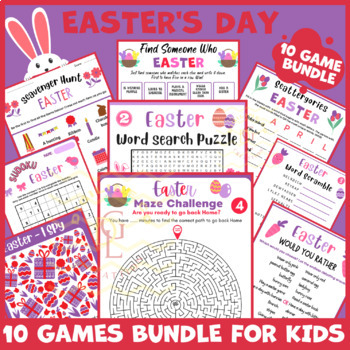 Preview of Easter icebreaker game BUNDLE independent work activities early finisher 7th 8th