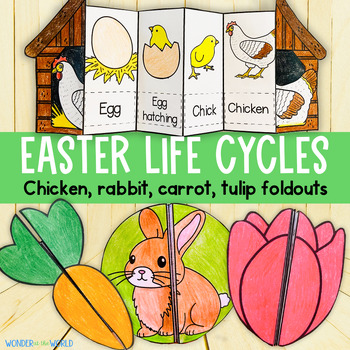 Preview of Easter life cycles foldable sequencing cut and paste activities