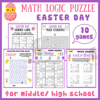 Preview of Easter hunt logic Mental math game centers fraction maze activities middle high