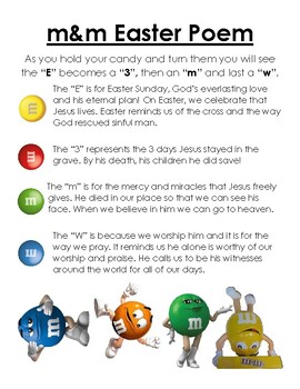 Easter m&m - m&m Easter Poem by JeJe's Creations | TPT