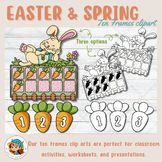 Easter rabbit Ten frame template, Spring carrot Ten frame clipart