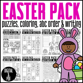 Preview of Easter Literacy Pack: PUZZLES/ABC ORDER/WORD SEARCH/ WRITING/DIGITAL