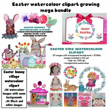 Preview of Easter watercolour clipart growing mega bundle