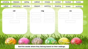 Preview of Easter word endings sorting activity (ed, es, & ing)