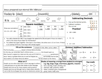 Preview of Easter worksheet- 3rd/4th grade