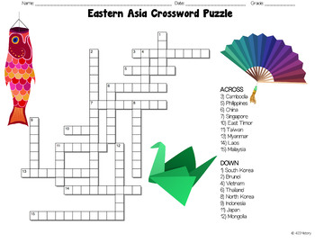 Eastern Asia Crossword Puzzles by 422History Teachers Pay Teachers