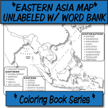 Eastern Asia Political Map Unlabeled With Word Bank Coloring