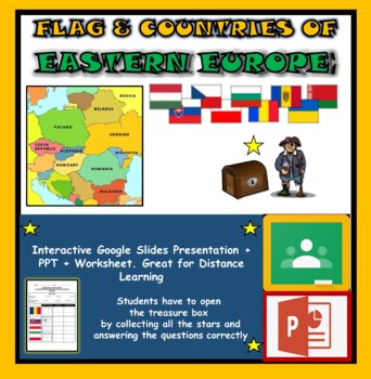 Preview of Eastern Europe Countries & Flags: Google Classroom + PPT+ Worksheet (DL)