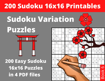 Preview of Easy 16x16 Sudoku Puzzles Printable PDF - Sudoku Variation Puzzles with Answers