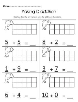 Easy Addition Practice Printables for Kindergarten : Under The Sea Addition