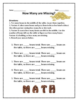 Preview of Easy Algebra "How Many are Missing?" Game