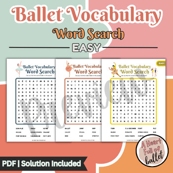 Preview of Easy Ballet Word Search | For Young Dancers