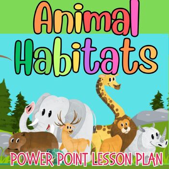 Preview of Animal Habitats lesson and quiz Easy Basic PowerPoint for K, 1st grade