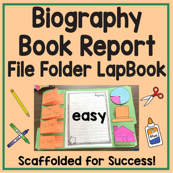 Preview of Biography Book Report Template, File Folder Lapbook, & Graphic Organizer EASY