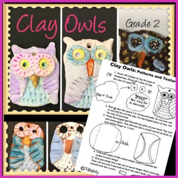 Preview of Easy Clay Owl Ornament or Pendant Step by Step Worksheet: Patterns and Textures