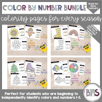 Preview of Easy Color By Number | Seasonal Bundle | Pre-K or Special Education
