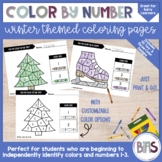 Easy Color By Number | Winter Themed | Pre-K or Special Education