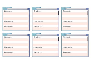 Preview of Easy Computer Login: Individual Student Login Cards Editable