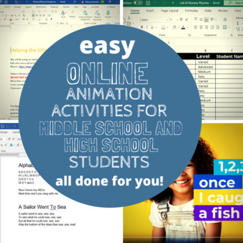 Preview of Easy Distance Learning -Ready to go: Making Animated Nursery Rhymes for MS & HS