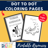Easy Dot- To- Dot - Coloring Pages- Animal Theme- Kindergarten Worksheets