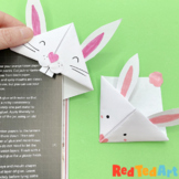 Easy Easter Bunny Corner Bookmark - STEAM Origami Projects