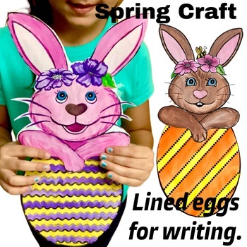 Preview of Easy Easter Bunny Craft | Spring Rabbit and Egg Art Activity.   Easter Writing