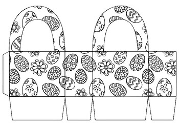 Preview of 6 Easy Easter Craft, Gift Basket Coloring Templates, Printables, Cutting Skills