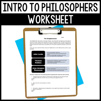 Introduction to Enlightenment Philosophers Worksheet by Samantha in