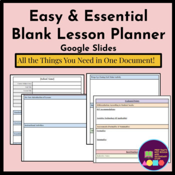 Preview of Easy & Essential Blank Lesson Plan Template (Google Slides™/Convertible)