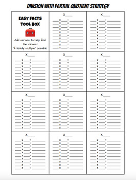 Preview of Easy Facts - Multiplication Toolbox - Partial Quotient Division