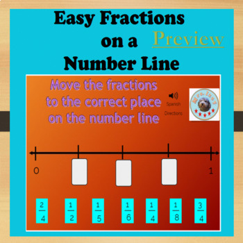 Preview of Distance Learning BoomCards - Easy Fractions on a Number Line- Boom cards