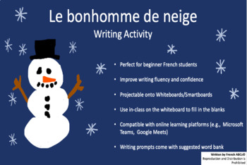 Preview of Easy French Winter Writing - Le bonhomme de neige - Écriture d'hiver