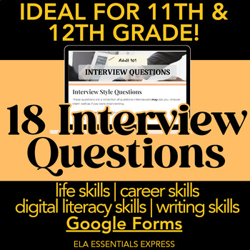 Preview of Easy Google Forms Interview Questions: Career Readiness/Life Skills Activity