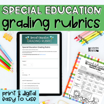 Preview of Easy Grading Rubric Special Education Special Needs Grading Scale For Special Ed