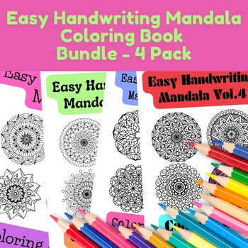 Preview of Easy Handwriting Mandala Coloring Book Bundle - 4 Pack