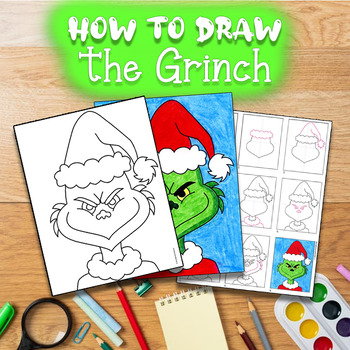 Easy How to Draw the Grinch and Grinch Coloring Page by Land Of Printables