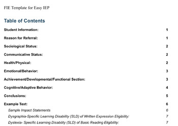 Preview of Easy IEP FIE Writer Template, SPED evaluations