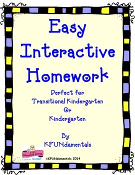 Preview of Easy, Interactive Kindergarten Homework: For TK, K or Special Ed K