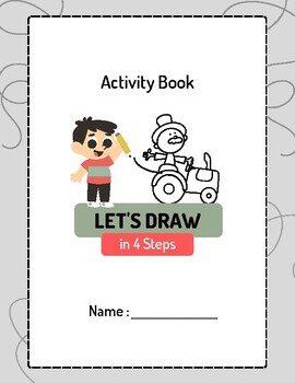 Preview of Easy Let's Draw in 4 Steps Activity Book Worksheet