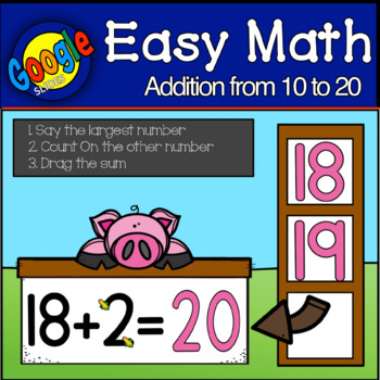 Preview of Easy Math | Count On to Add 10-20 |Google Classroom |Distance Learning