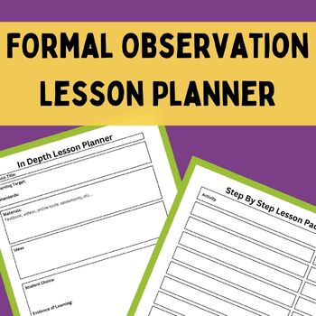 Preview of Easy Math Formal Observation Lesson Plan Template