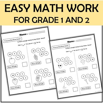 Preview of Easy Math Work for Grade 1 and 2