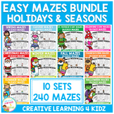 Easy Mazes for Holidays and Seasons Bundle - Fine Motor Sk