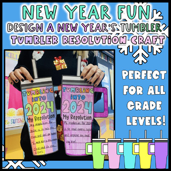 Preview of Easy New Year's Resolution Tumbler Writing Craft- JanuaryHallway  Bulletin Board
