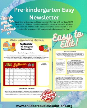 Preview of Easy Newsletters Pre-K 12 months/ Full Year (PDF and Canva Template Link)