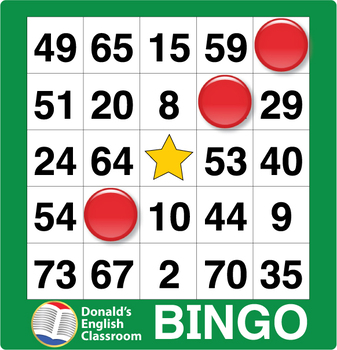 Number Bingo 1-75 ESL ELL Newcomer Game by Donald's English Classroom