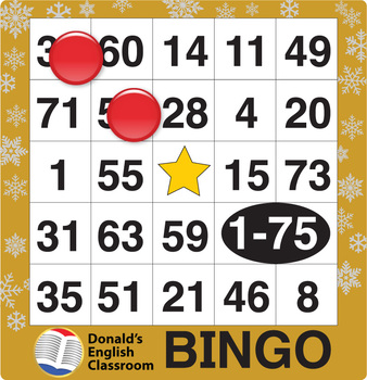 Easy Number Bingo 1-75 Winter Theme ESL ELL Newcomer | TPT