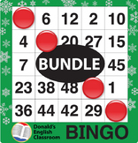 Easy Number Bingo Bundle Winter Theme ESL ELL Newcomer
