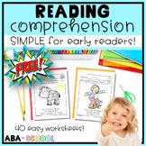 Easy One-Pager Reading Comprehension Passages Kindergarten