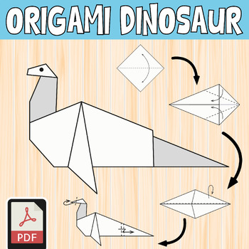 Preview of Origami Dinosaur- Dinosaur craft- Dinosaur pattern blocks